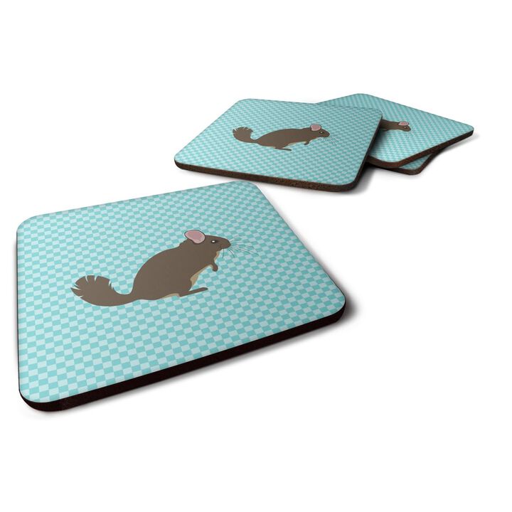 Caroline's Treasures Chinchilla Blue Check Decorative Coasters, 3.5, Multicolor