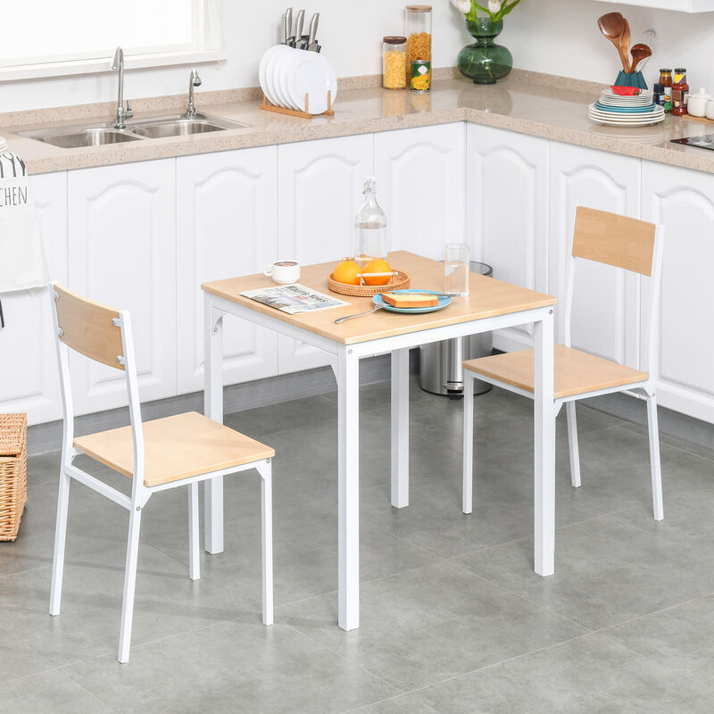 Modern Kitchen Table and 2 Chairs Furniture Collection with Sturdy Metal Frame
