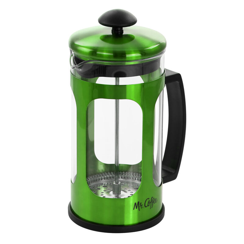 Mr. Coffee 30oz Glass and Stainless Steel French Coffee Press in Green