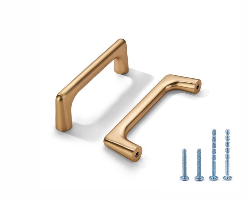 LIMUR 10 Pack 3 Inch (76 mm) Hole Center Brushed Gold Cabinet Pulls - Solid Zinc Alloy Kitchen Cabinet Handles, Drawer Pulls,Dra