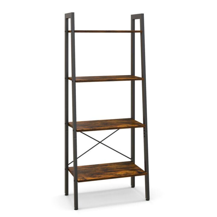 Hivvago 4-Tier Bookshelf with Metal Frame and Adjustable Foot Pads