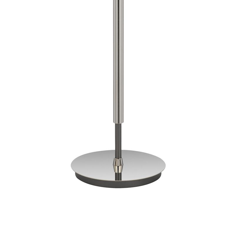 Siu 60 Inch Floor Lamp, Chrome Metal Pole w Finial Tip, White Shade - Benzara