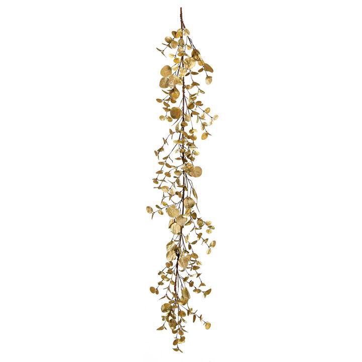 Vickerman 5' Gold Eucalyptus Artificial Christmas Garland, Unlit - Faux Gold Christmas Garland - Indoor Home Decor