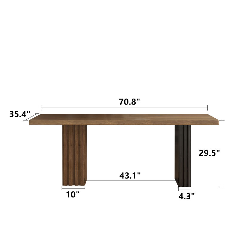 Wooden Dining Table with Brown & Black Wooden Legs 70.8" Brown