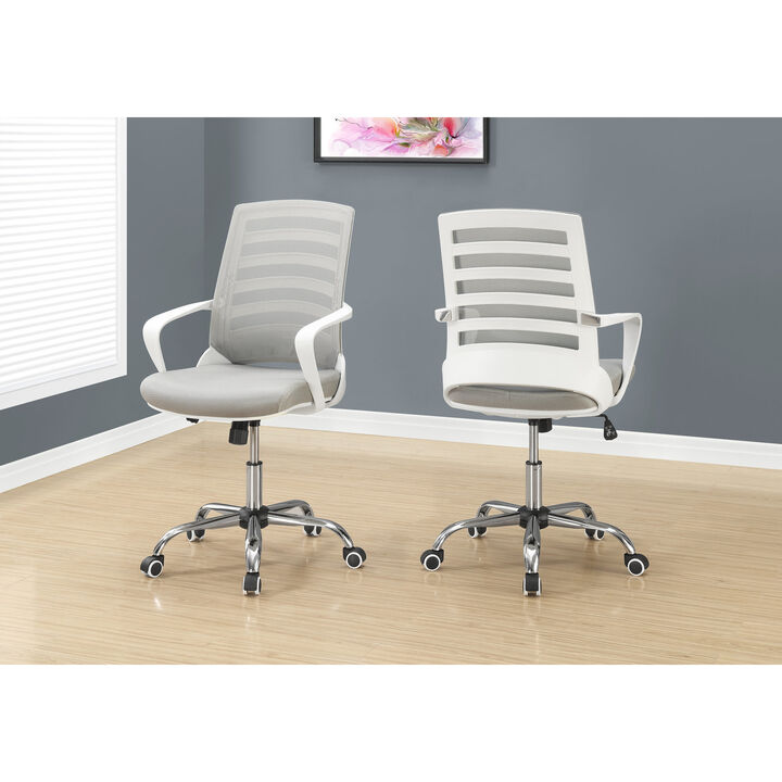 Monarch Specialties I 7225 Office Chair, Adjustable Height, Swivel, Ergonomic, Armrests, Computer Desk, Work, Metal, Mesh, White, Chrome, Contemporary, Modern