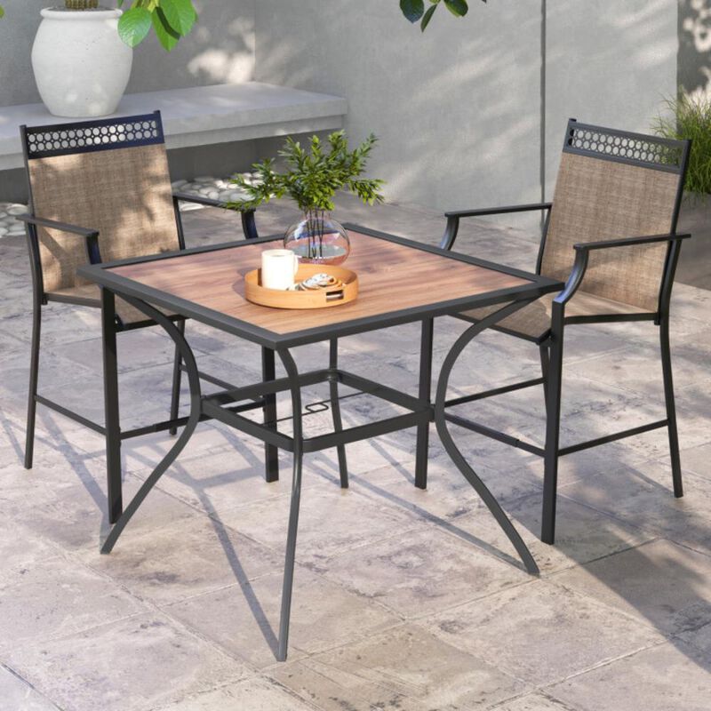 Hivvago Patio Dining Table for 4 Square Bistro Table with Umbrella Holes
