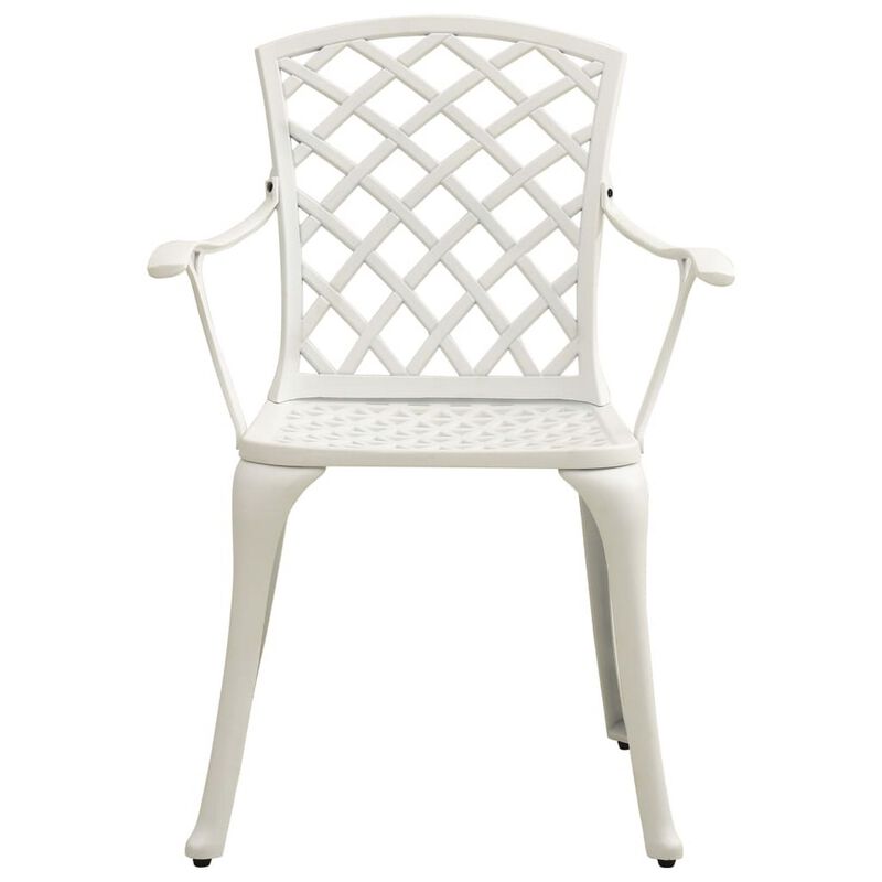 Outdoor Patio Chair Set of 4, Cutout Backrests, White Aluminum Metal - Benzara