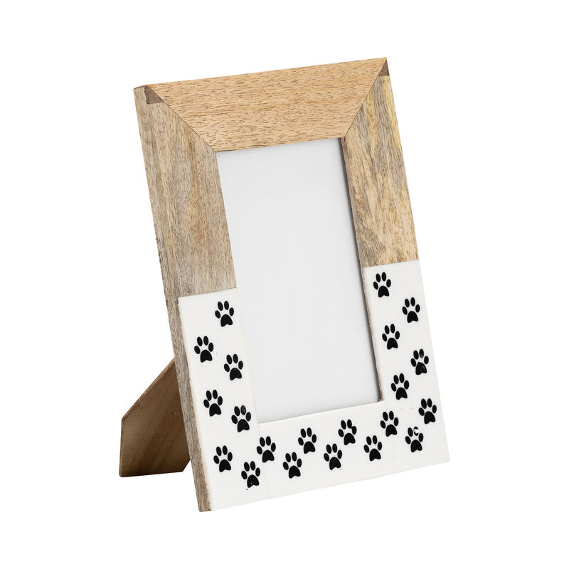 Wood, 4x6, Dog-paws Photo Frame,white image number 1