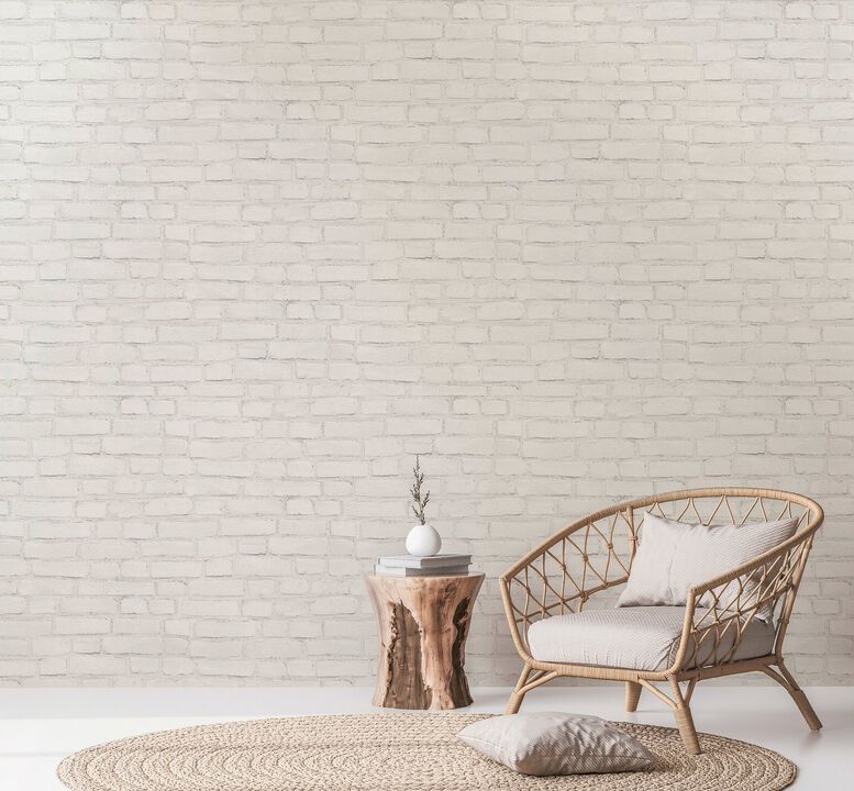 The Bricks And More Coastal Brick Effect Motif White Wallpaper BB51101