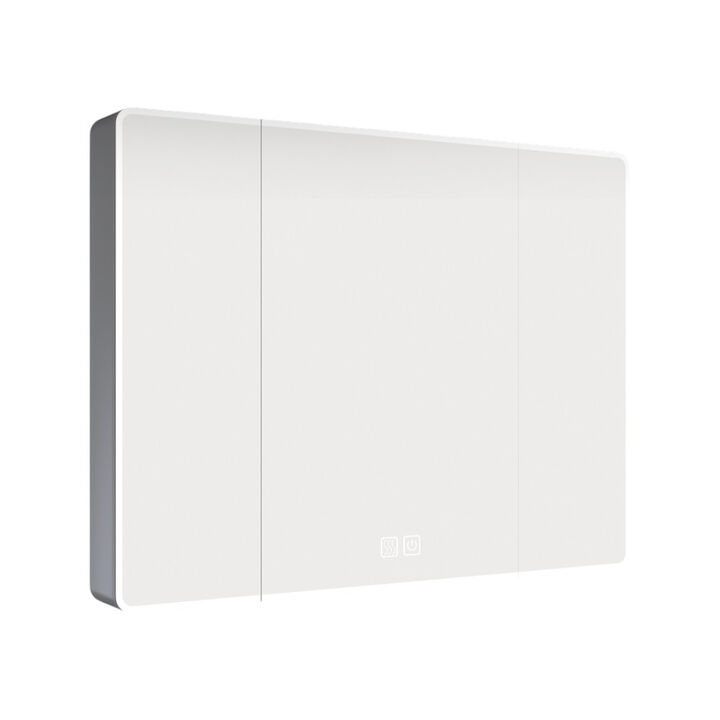 Aluminium Medicine Cabinet with LED Mirror, 3-Color Lighting, Defog, Cosmetic Storage, and Hair Dryer Holder