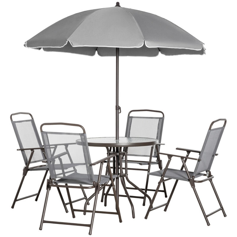 Outdoor Dining Table and Chair Set with Umbrella for Patio and Backyard
