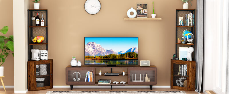 Corner Shelf with Doors Space-Saving Storage Cabinet for Home & Office Organization