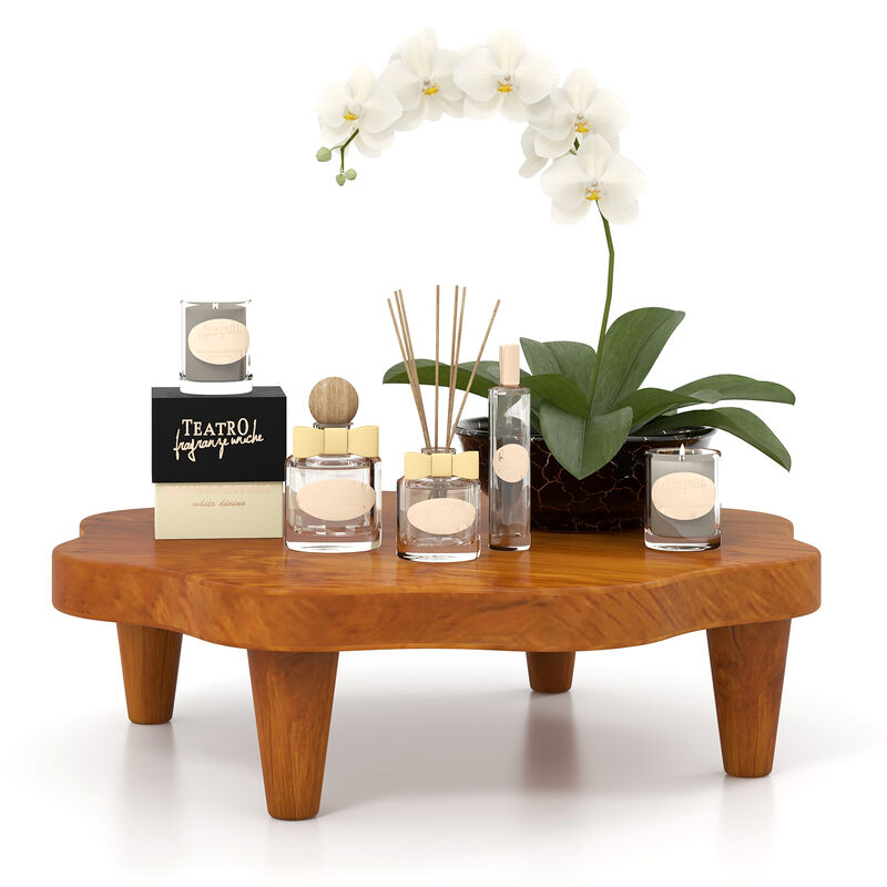 Teak Wood Pedestal Stand for Aroma and Snacks