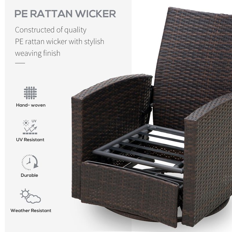 Navy Blue Outdoor Luxury: PE Resin Woven 360° Swivel Recliner