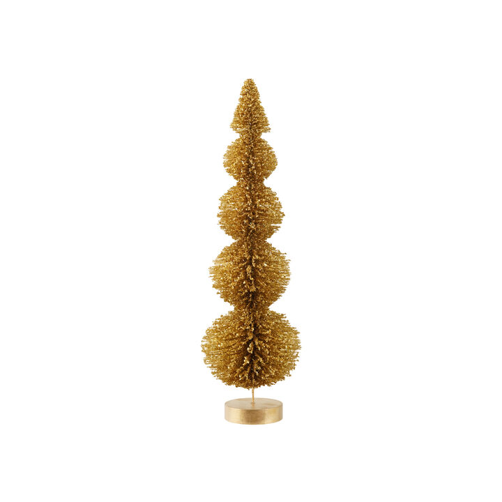Gold Glitter Bottle Brush Tree on Paulownia Wood Base
