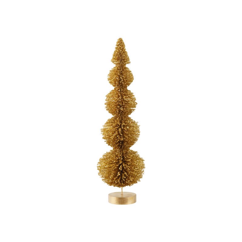Gold Glitter Bottle Brush Tree on Paulownia Wood Base image number 0