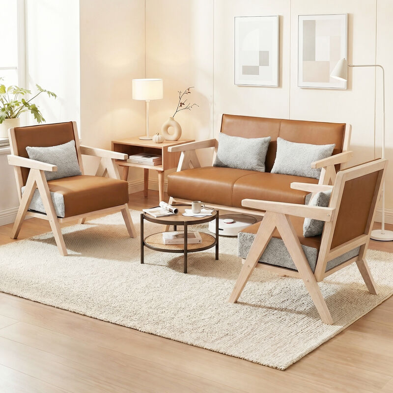 Mid Century Accent Chair with Wooden Frame for Living Room and Bedroom image number 5