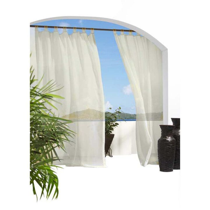 Commonwealth Outdoor Decor Escape Voile Hook and Loop Tab Curtain Panel - 54x108" - Ivory