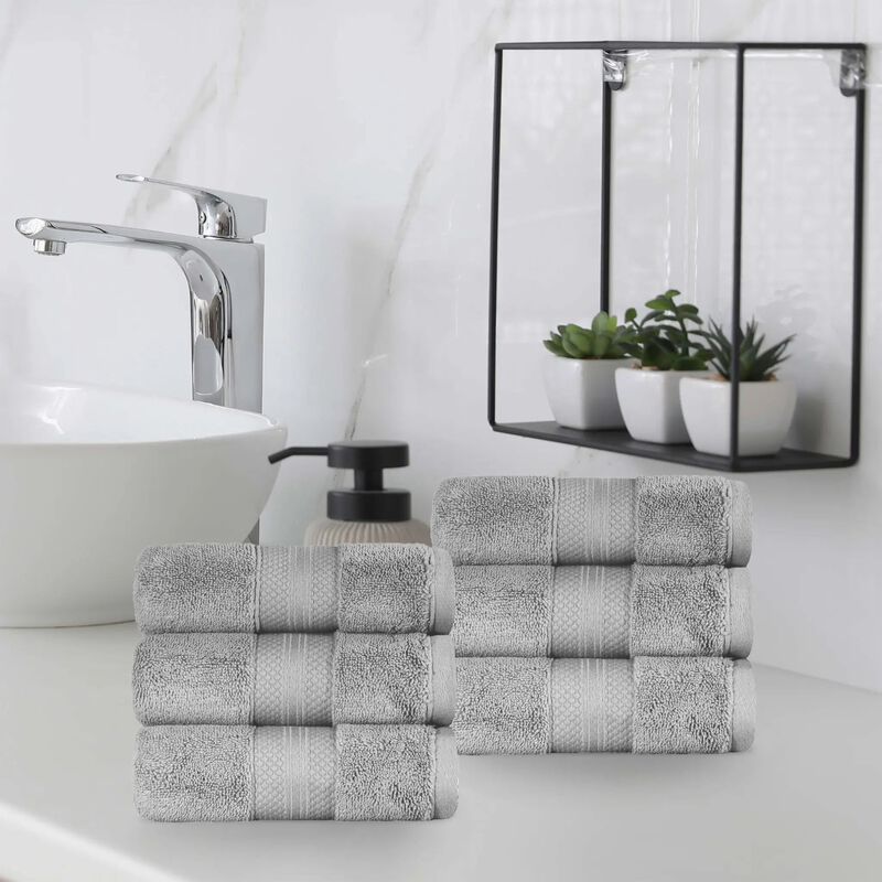 6 Pack Turkish Cotton Hand Towels Set, Soft Quick Dry Absorbent Towels for Bathroom Kitchen image number 1