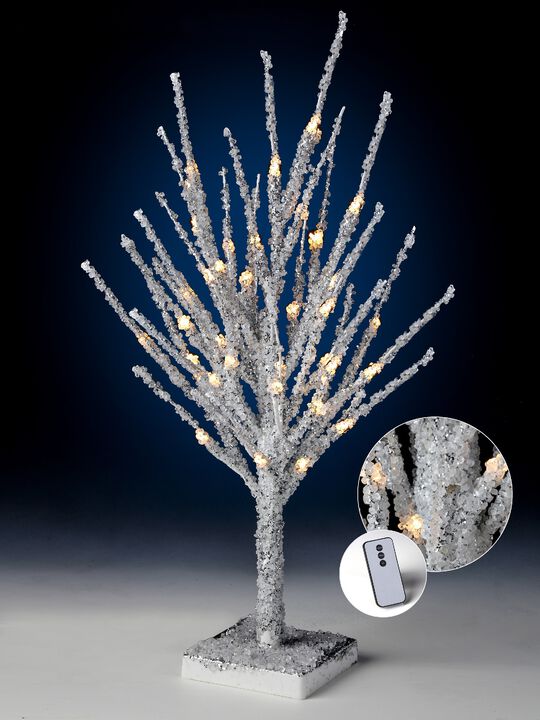 2' Pre-Lit Silver Artificial Christmas Tree  Warm White LED Lights
