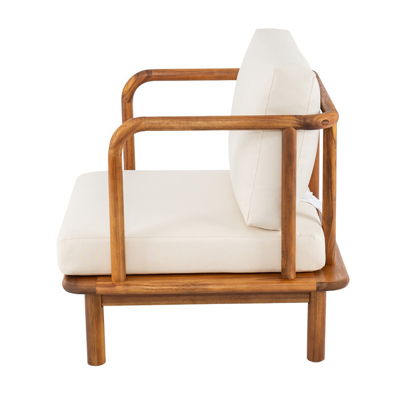 Christopher Knight Home Snee Farmhouse Patio Acacia Wood Club Chair with Cushion image number 4