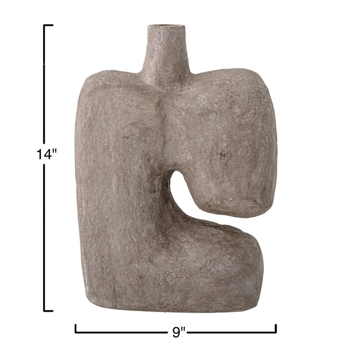 Paper Mache Vase, Grey