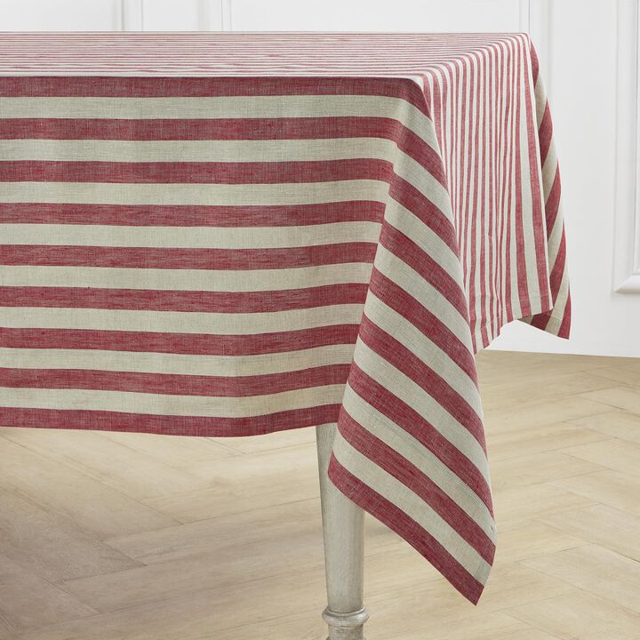 Solino Home 100% Pure Linen Tablecloth | Sorrento Stripe