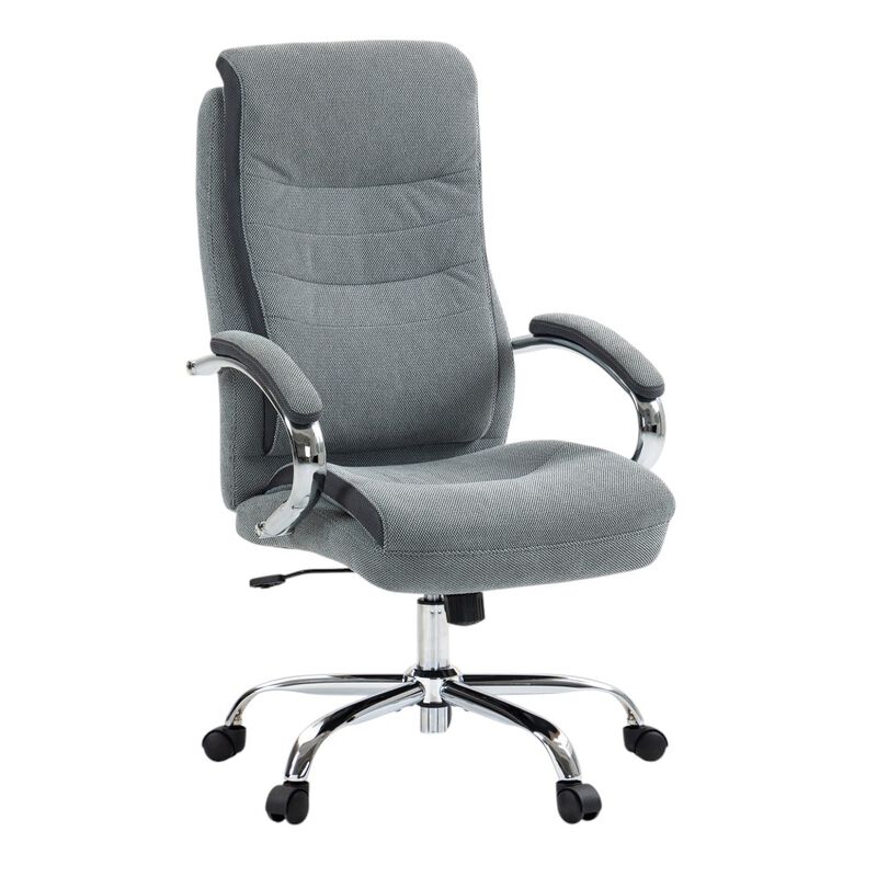 HomeRoots Gray and Silver Adjustable Height Swivel Rolling Executive Office Chair