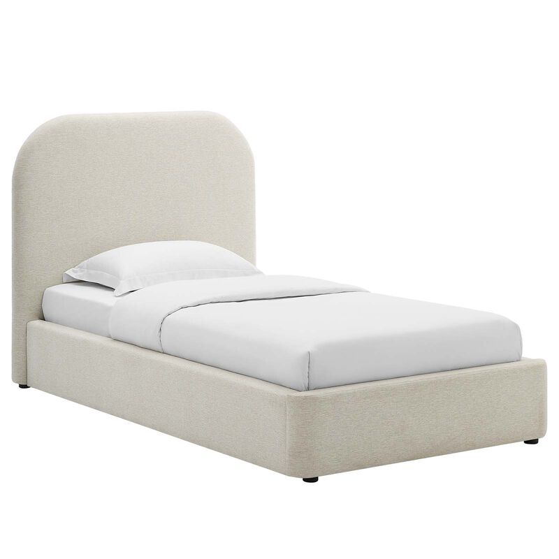 Keynote Upholstered Fabric Curved Twin Platform Bed image number 0