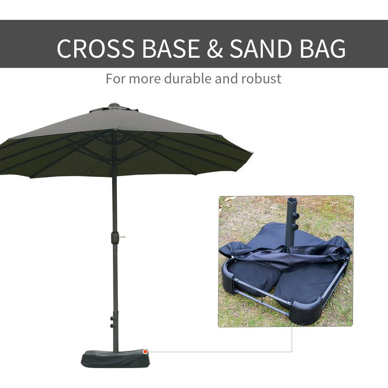 Dark Gray Patio Shade: 15ft Rectangular Double-Sided Market Umbrella
