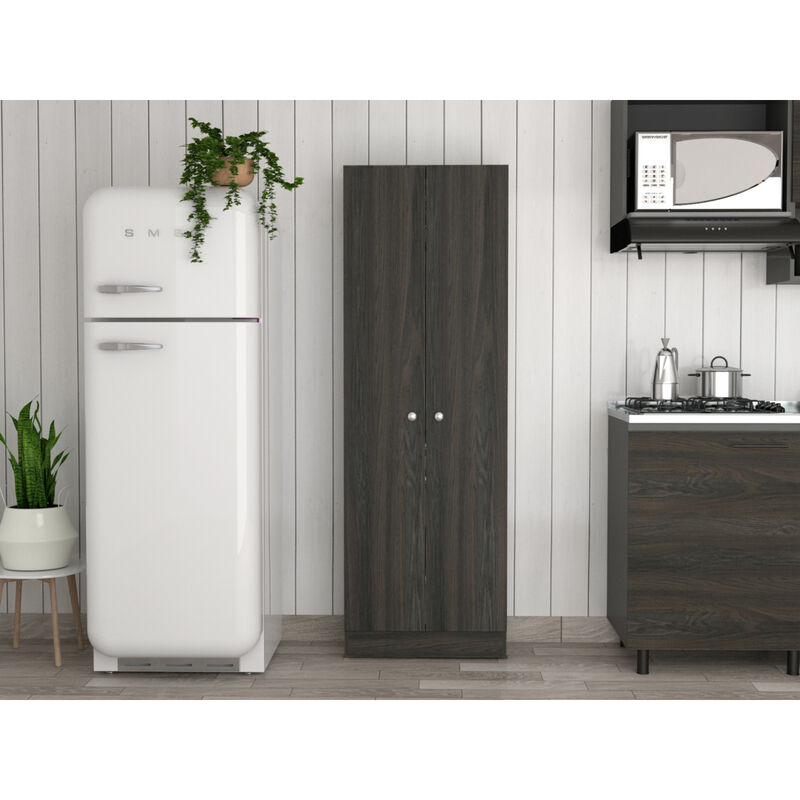 Buxton Rectangle 2-Door Storage Tall Cabinet Carbon Espresso and Black Wengue