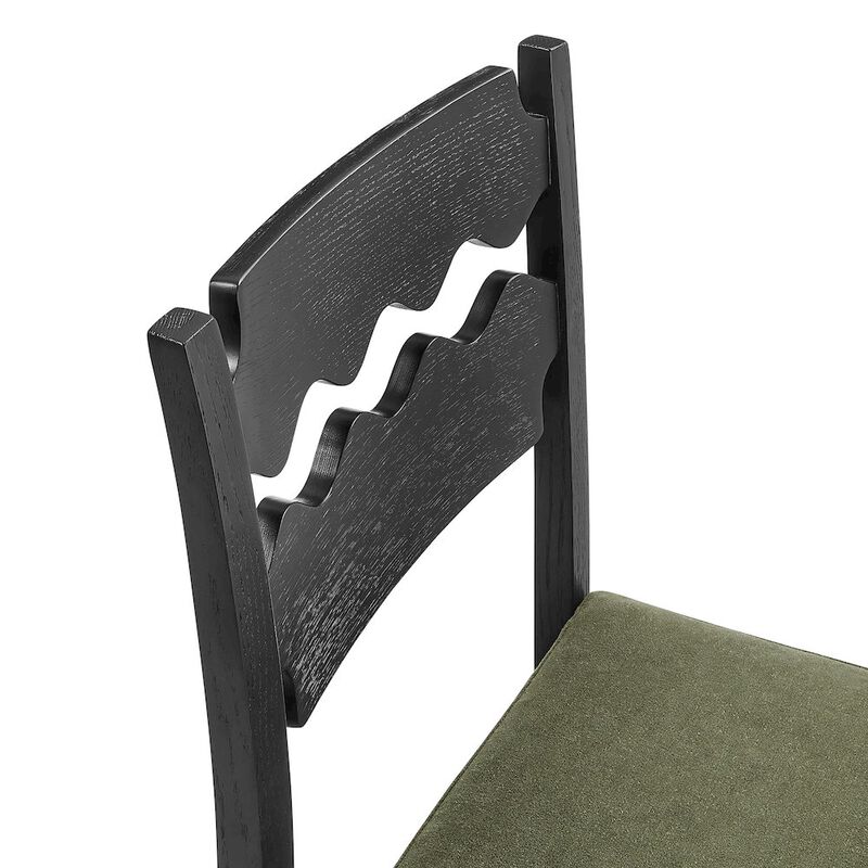 Jax Oak Wood Dining Chair With Wavy Razor Back and Cushion image number 7