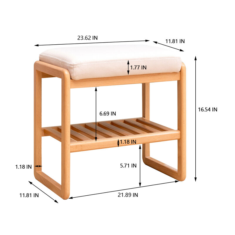 Streamdale Beechwood Shoe Bench with Cushion image number 8