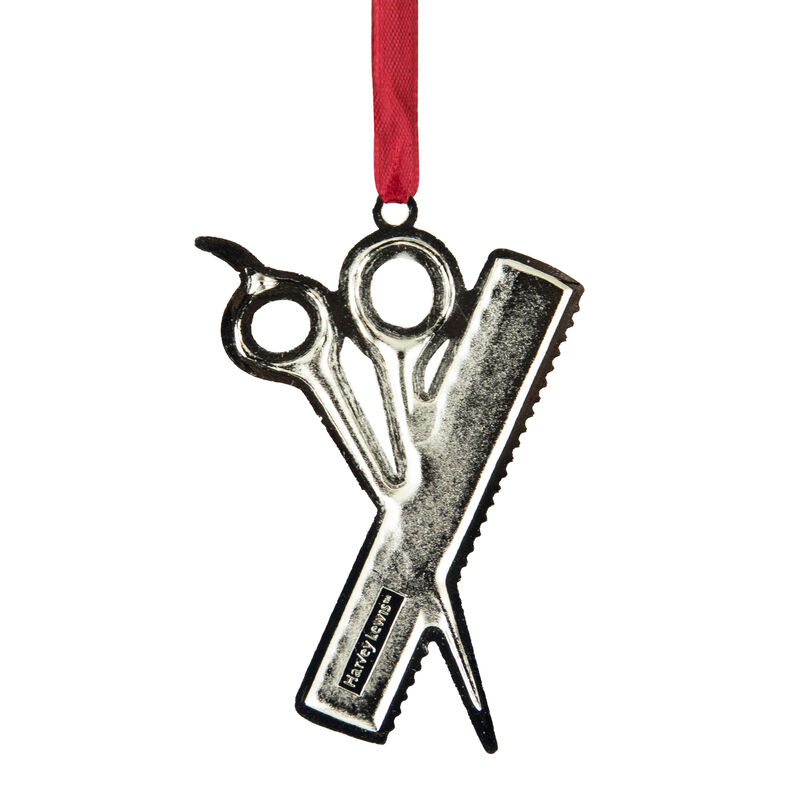 3" Silver-Plated Scissors and Comb Christmas Ornament image number 3