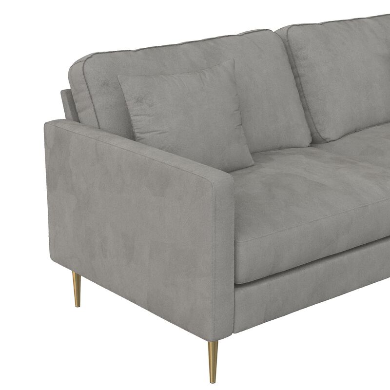 CosmoLiving by Cosmopolitan Highland 72" Velvet Sofa with Matching Pillows, Gray image number 8