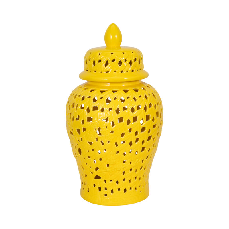Pierced Yellow Temple Jar 24" image number 0
