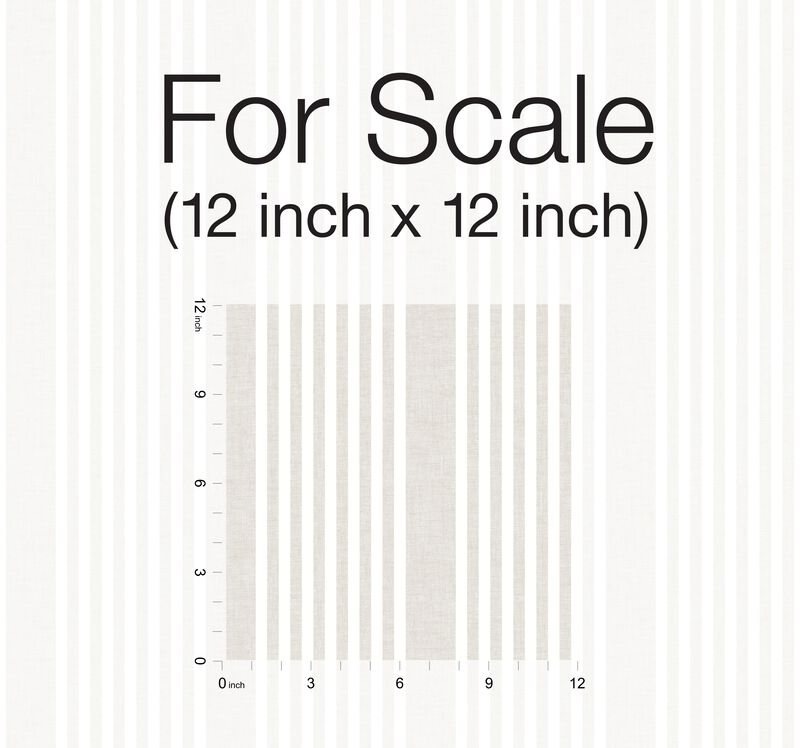 French Linen Stripe Off White Peel & Stick Wallpaper (Double Roll) image number 6