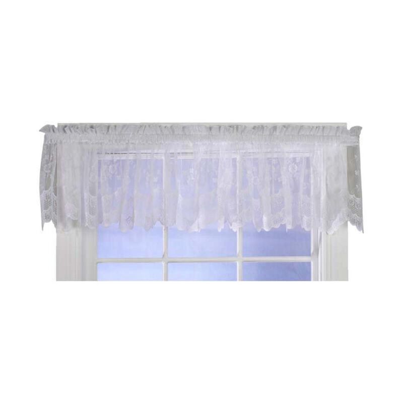 Commonwealth Habitat Mona Lisa Jacquard Scalloped Lace Tailored Valance - 56x15" - White