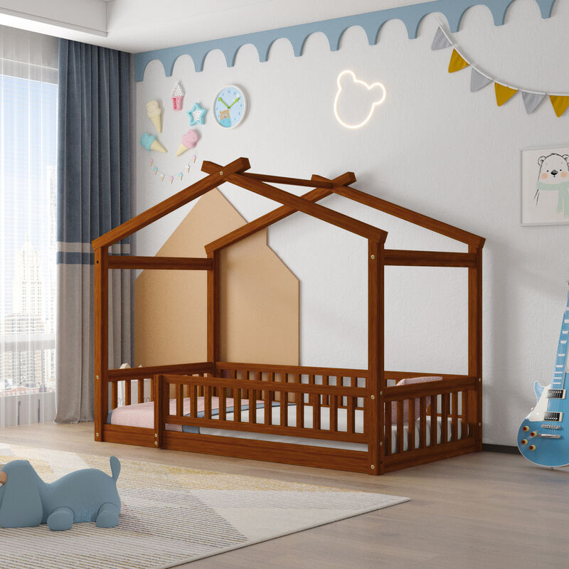 Merax Montessori Kids Bed  Modern Floor Bed image number 2