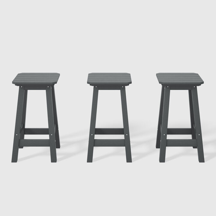 WestinTrends 24" HDPE Outdoor Patio Counter High Backless Square Bar Stools Set of Three