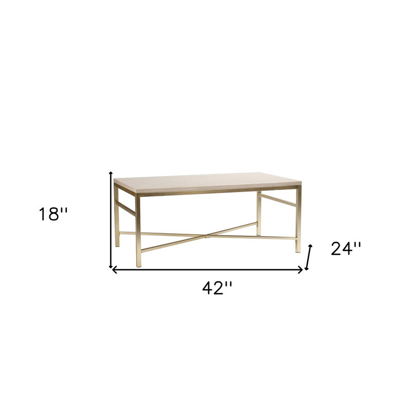 Hivvago 42 Inch Off White Manufactured Wood And Metal Rectangular Coffee Table