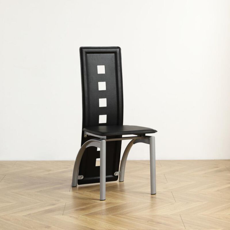 4pcs Long Backrest Dining Chairs Square Hollow Decorative Design for Elegant and Modern Dining Rooms