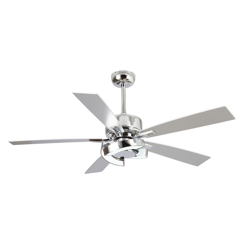 52 in. Integrated LED Chrome Ceiling Fan with Light and Remote