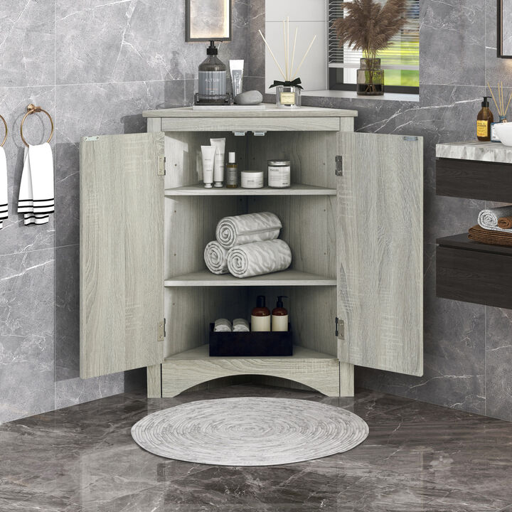 ELEMENT ACE Triangle Bathroom Storage Cabinet with Adjustable Shelves Freestanding Floor Cabinet