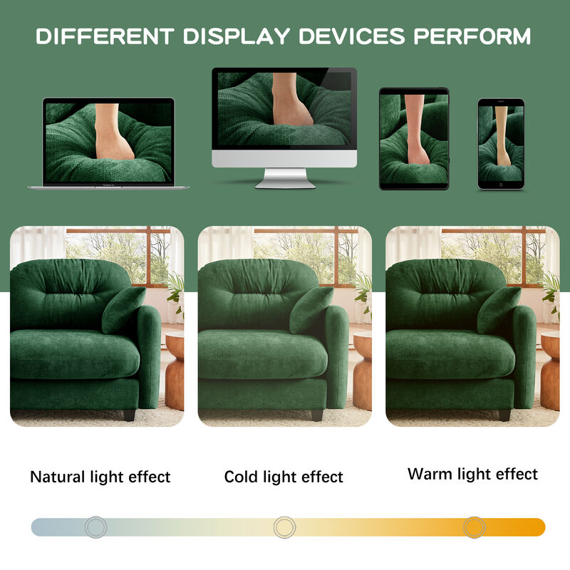 TATEUS Loveseat Cloud Sectional Sofa &ndash; Chenille Fabric, Tufted Backrest & Ergonomic Design