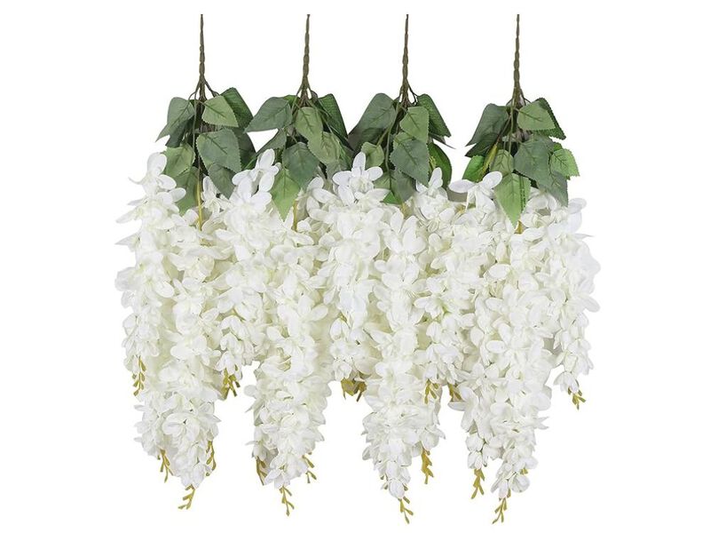 White Artificial Hanging Wisteria Flowers Wedding Centerpiece Decor image number 0