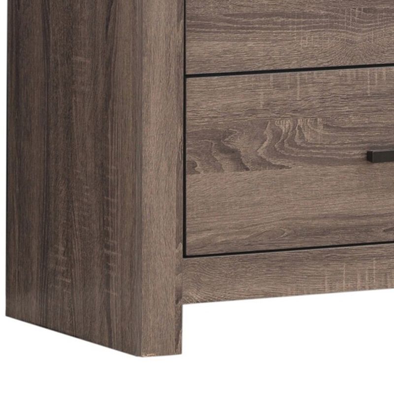 4 Drawer Chest with Metal Bar Pulls, Brown - Benzara