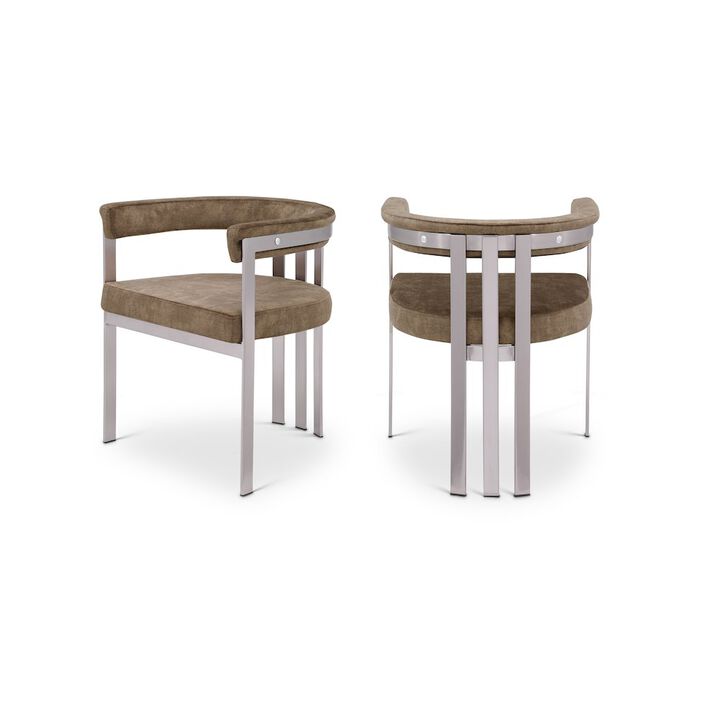 Meridian Furniture Marcello Brown Velvet Dining Chair, Set of 2