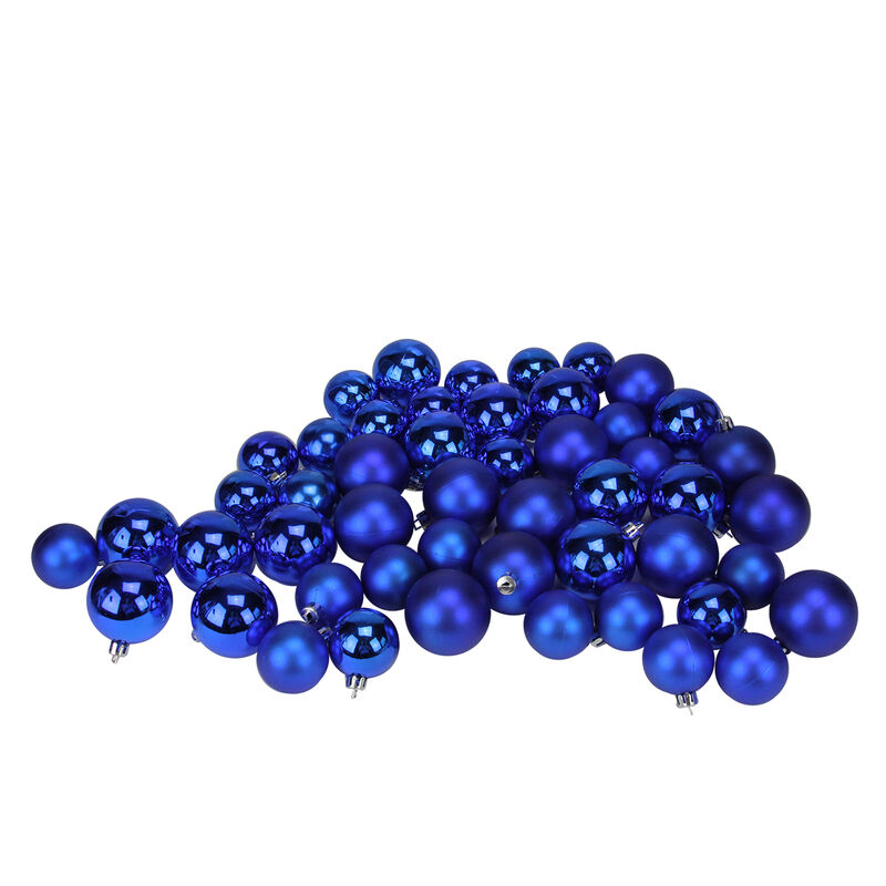 50ct Lavish Blue Shatterproof 2-Finish Christmas Ball Ornaments 2"  1.5"
