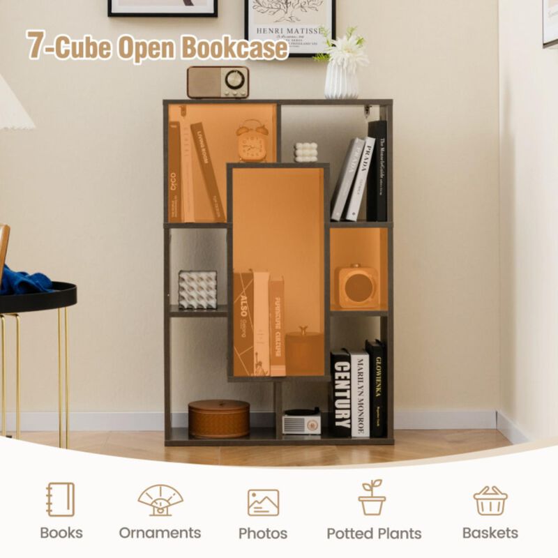 Hivvago 7-Cube Geometric Bookshelf Modern Decorative Open Bookcase